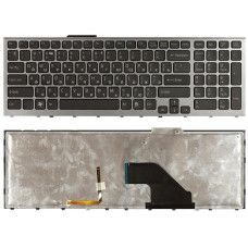 Клавиатура для ноутбука Sony Vaio VPC-F11 VPC-F12 VPC-F13 черная с серой рамкой, с подсветкой