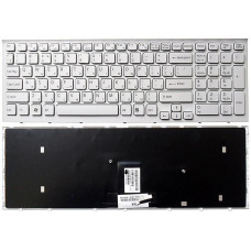 Клавиатура для ноутбука Sony Vaio VPC-EB белая с белой рамкой