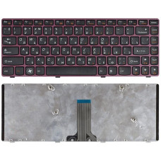 Клавиатура для ноутбука Lenovo IdeaPad V370 черная с красной рамкой