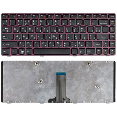 Клавиатура для ноутбука Lenovo IdeaPad V370 черная с красной рамкой