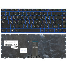 Клавиатура для ноутбука Lenovo IdeaPad Z470 G470AH G470GH Z370 черная с голубой рамкой