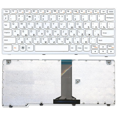 Клавиатура для ноутбука Lenovo IdeaPad S205 белая с рамкой