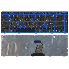 Клавиатура для ноутбука Lenovo IdeaPad B570 B580 V570 Z570 Z575 B590 черная с синей рамкой