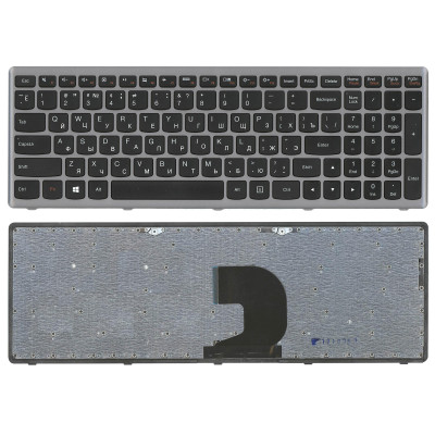 Клавиатура для ноутбука Lenovo IdeaPad Z500 черная с серой рамкой