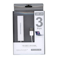 USB ХАБ  USB - USB 2.0, 3-ПОРТА, +RJ45, 0,15М белый