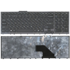 Клавиатура для ноутбука Sony Vaio VPC-F11 VPC-F12 VPC-F13 VPC-F11M1EH черная с серой рамкой