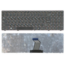 Клавиатура для ноутбука Lenovo IdeaPad B570 B580 V570 Z570 Z575 B590 черная с бронзовой рамкой