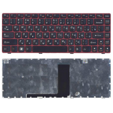Клавиатура для ноутбука Lenovo V380 черная с красной рамкой