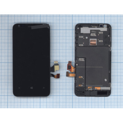 Дисплей для Nokia Lumia 620 черный с рамкой