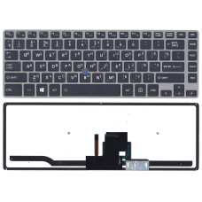 Клавиатура для ноутбука Toshiba Z40 черная с подсветкой и серой рамкой