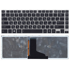 Клавиатура для ноутбука Toshiba M40T черная с серой рамкой и подсветкой