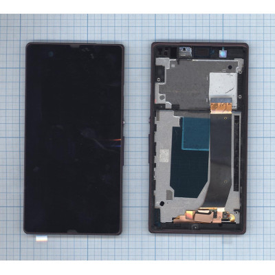 Дисплей для Sony Xperia Z черный с фиолетовой рамкой