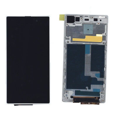 Дисплей для Sony Xperia Z1 черный с белой рамкой