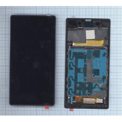 Дисплей для Sony Xperia Z1 черный с фиолетовой рамкой