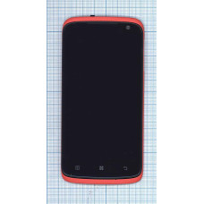 Дисплей для Lenovo S820 черный с красной рамкой