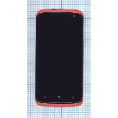 Дисплей для Lenovo S820 черный с красной рамкой