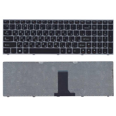 Клавиатура для ноутбука Lenovo IdeaPad B5400 M5400 черная с серебристой рамкой