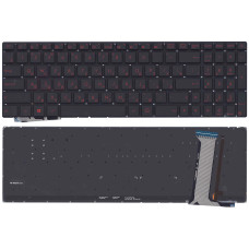 Клавиатура для ноутбука Asus G771, N551 черная без рамки с красной подсветкой