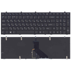 Клавиатура для ноутбука DNS Clevo W350 w370 черная c рамкой (плоский ENTER) подсветка