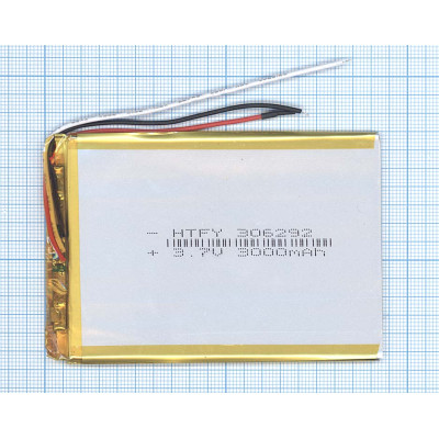 Аккумулятор Li-Pol (батарея) 3*62*92мм 3pin 3.7V/3000mAh