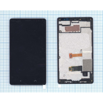 Дисплей для Nokia X2 черный c рамкой