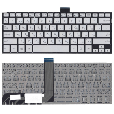 Клавиатура для ноутбука Asus TP300, TP300L серебристая без рамки