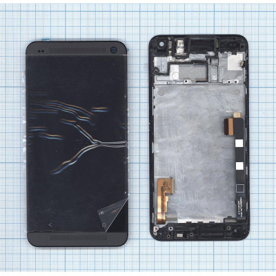Дисплей для HTC One M7 801e с рамкой черный