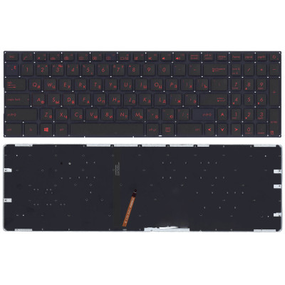 Клавиатура для ноутбука Asus FX502 черная с красной подсветкой