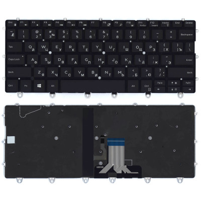 Клавиатура для ноутбука Dell XPS 13 9365 черная с подсветкой