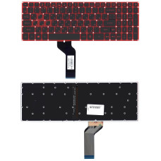 Клавиатура для ноутбука Acer Nitro 5 AN515-51 черная с красной подсветкой (стрелки без рамки)
