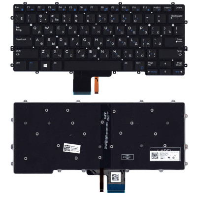 Клавиатура для ноутбука Dell Latitude 13 7370 черная с подсветкой
