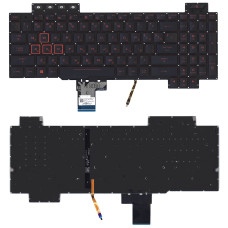 Клавиатура для ноутбука Asus Gaming FX504 черная с красной подсветкой