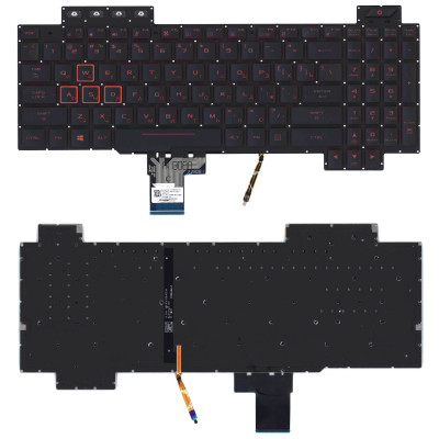 Клавиатура для ноутбука Asus Gaming FX504 черная с красной подсветкой