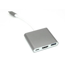 Адаптер Type-C на USB, HDMI 4K Type-С для MacBook серый
