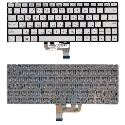 Клавиатура для ноутбука Asus UX333F серебристая с подсветкой