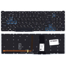 Клавиатура для ноутбука Acer Predator PH517-51 черная топ-панель с синей подсветкой