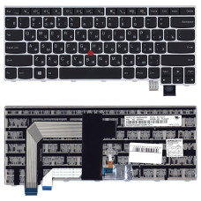 Клавиатура для ноутбука Lenovo Thinkpad T460S T470S черная с серебристой рамкой
