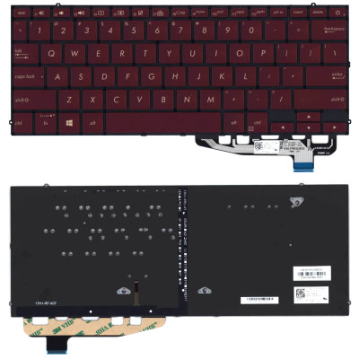 Клавиатура для ноутбука Asus ZenBook S UX391FA красная с подсветкой