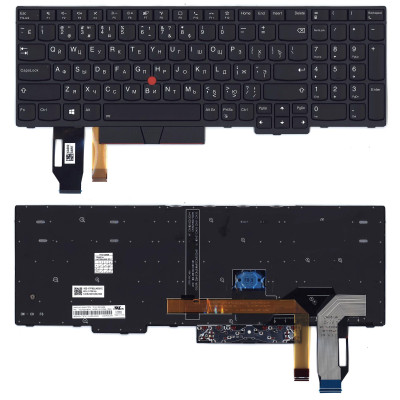 Клавиатура для ноутбука Lenovo ThinkPad T15 черная с подсветкой