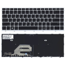 Клавиатура для ноутбука HP ProBook 640 G4 черная с серой рамкой