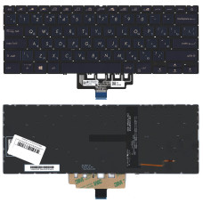 Клавиатура для ноутбука Asus ZenBook 14 UX434FA синяя с подсветкой