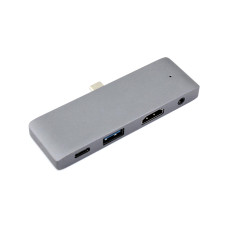 Адаптер Type C на HDMI, USB 3.0 + Audio 3,5 + Type C серый