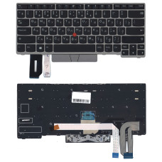 Клавиатура для ноутбука Lenovo ThinkPad E480 E485 черная с серебристой рамкой