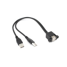 Кабель USB 2.0 двойной для монтажа на корпус 30 см