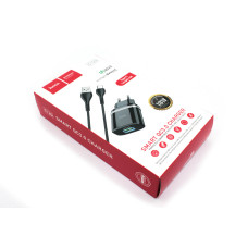 Блок питания (сетевой адаптер) HOCO С12Q Smart QC3.0, кабель Type-C-USB, 5V, 3.0A, черный Блок питания (сетевой адаптер) HOCO С12Q Smart QC3.0, кабель Type-C-USB, 5V, 3.0A, черный