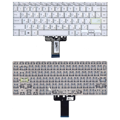 Клавиатура для ноутбука Asus K413JA серебристая с подсветкой