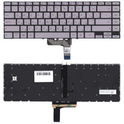 Клавиатура для ноутбука Asus ZenBook 14 UX425 серебристая с подсветкой