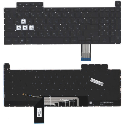 Клавиатура для ноутбука Asus Gaming F15 FA507 черная с подсветкой