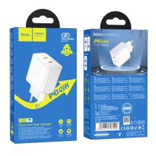 Блок питания (сетевой адаптер) HOCO N35 Streamer dual-port PD45W(2 Type-С), белый Блок питания (сетевой адаптер) HOCO N35 Streamer dual-port PD45W(2 Type-С), белый