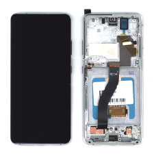 Дисплей для Samsung Galaxy S21 Ultra 5G SM-G998B в сборе с тачскрином и рамкой (OLED) серебро